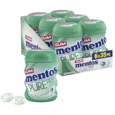 MENTOS Pure Fresh Spearmint Chewing Gum 35 Pieces – Sugar-Free, Bursting Freshness, On-the-Go, Gluten-Free, with Xylitol, 70 g (Pack of 6) MENTOS Pure Fresh Spearmint Chewing Gum 35 Pieces – Sugar-Free, Bursting Freshness, On-the-Go, Gluten-Free, with Xylitol, 70 g (Pack of 6)