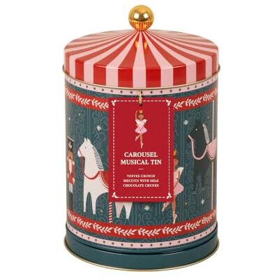 Vintage Marque VM Carousel Musical Tin with 200g butterscotch mini bites Christmas Market / 12 Vintage Marque VM Carousel Musical Tin with 200g butterscotch mini bites Christmas Market / 12