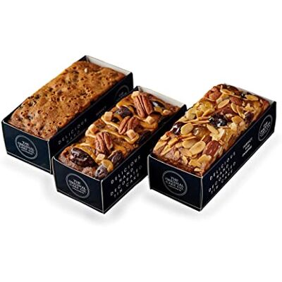 The Original Cake Company Trio of Fruit Cake Selection Includes: Butter Fruit and Nut Cake, Butter Genoa Fruit Cake and Salted Caramel and Date Fruit Cake 3 x 400g℮ The Original Cake Company Trio of Fruit Cake Selection Includes: Butter Fruit and Nut Cake, Butter Genoa Fruit Cake and Salted Caramel and Date Fruit Cake 3 x 400g℮