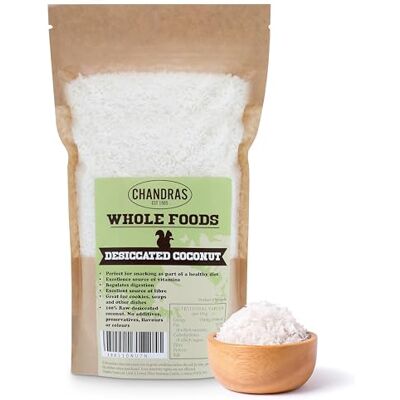 CHANDRA Whole Foods – Desiccated Coconut 1KG Low-GI Desiccated Coconut for Snack Making, Smoothies, Baking & Cooking Gluten-Free Keto Grounded Coconut, Rich in Protein & Vitamins CHANDRA Whole Foods – Desiccated Coconut 1KG Low-GI Desiccated Coconut for Snack Making, Smoothies, Baking & Cooking Gluten-Free Keto Grounded Coconut, Rich in Protein & Vitamins