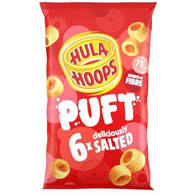 Hula Hoops Puft Salted Multipack Crisps 6x15g Snack Packs, Case of 14 Light and Crispy Puffed Hoops No Artificial Colours or Flavours, Suitable for Vegetarians Hula Hoops Puft Salted Multipack Crisps 6x15g Snack Packs, Case of 14 Light and Crispy Puffed Hoops No Artificial Colours or Flavours, Suitable for Vegetarians