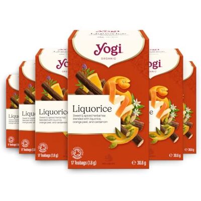 Yogi ® Liquorice Organic Spice and Herbal Tea 6 Boxes 102 Tea Bags Yogi ® Liquorice Organic Spice and Herbal Tea 6 Boxes 102 Tea Bags