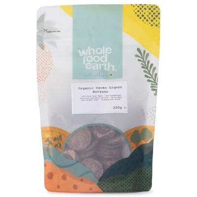 Wholefood Earth Organic Cacao Liquor Buttons 250g Organic Vegan 100% Cacao Wholefood Earth Organic Cacao Liquor Buttons 250g Organic Vegan 100% Cacao