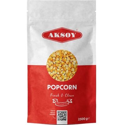 AKSOY Popping Corn Kernels 2.5KG – Non-GMO Whole Grain Popcorn Seeds, Natural Flavour, Premium Quality, Ideal for Stovetop, Microwave & Air Popper, Perfect for Homemade Popcorn Snacks AKSOY Popping Corn Kernels 2.5KG – Non-GMO Whole Grain Popcorn Seeds, Natural Flavour, Premium Quality, Ideal for Stovetop, Microwave & Air Popper, Perfect for Homemade Popcorn Snacks