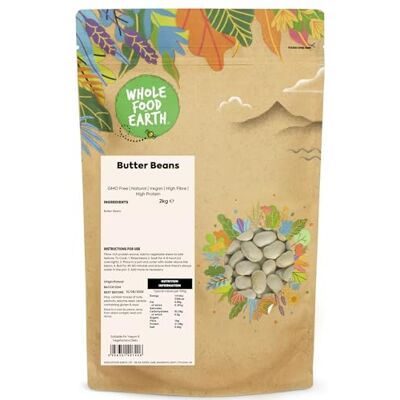 Wholefood Earth Butter Beans 2 kg GMO Free Natural High Fibre High Protein Wholefood Earth Butter Beans 2 kg GMO Free Natural High Fibre High Protein