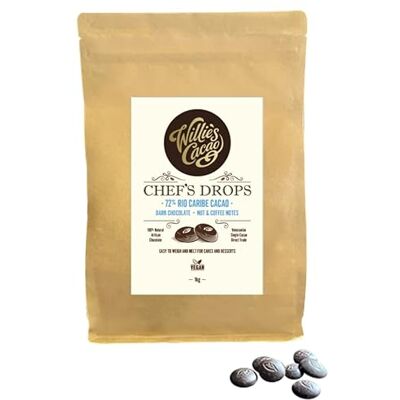Willie's Cacao Rio Caribe 72% Dark Chocolate Chef's Drops 1kg Couverture Chocolate with Coffee, Nutty Notes For Cooking & Baking Vegan Willie's Cacao Rio Caribe 72% Dark Chocolate Chef's Drops 1kg Couverture Chocolate with Coffee, Nutty Notes For Cooking & Baking Vegan