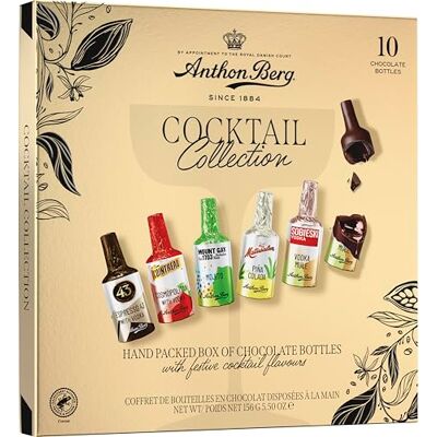 Anthon Berg Cocktails, 10 pcs, Dark Chocolate with Spirit & Fruit Concentrate Fillings, Luxurious Gift Collection, 156 g (Pack of 1) Anthon Berg Cocktails, 10 pcs, Dark Chocolate with Spirit & Fruit Concentrate Fillings, Luxurious Gift Collection, 156 g (Pack of 1)