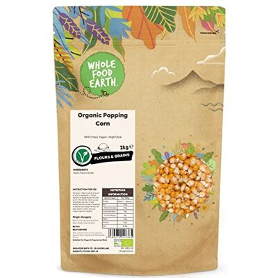Wholefood Earth Organic Popping Corn – 2kg GMO Free Vegan High Fibre Certified Organic Wholefood Earth Organic Popping Corn – 2kg GMO Free Vegan High Fibre Certified Organic