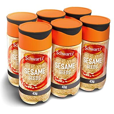 Schwartz Sesame Seeds 43 G Jar Pack of 6 Nutty, Earth & Delicious Essential Add Texture & Flavour to a Variety of Dishes Schwartz Sesame Seeds 43 G Jar Pack of 6 Nutty, Earth & Delicious Essential Add Texture & Flavour to a Variety of Dishes