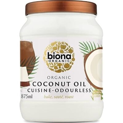 Biona Organic Coconut Oil 875 ml Cuisine Mild & Odourless Dairy Free, Naturally Vegan Ketogenic and 100 Percent Natural For Cooking, Roasting and Baking Biona Organic Coconut Oil 875 ml Cuisine Mild & Odourless Dairy Free, Naturally Vegan Ketogenic and 100 Percent Natural For Cooking, Roasting and Baking