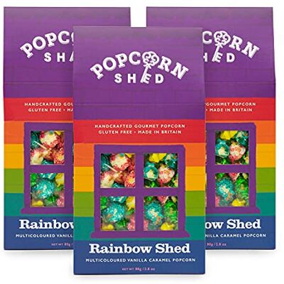 Popcorn Shed Rainbow Shed Gourmet Popcorn (3 x 80g) Multicoloured Vanilla Caramel Gourmet Popcorn, Easy & Low Calorie Snack, Perfect for Parties, Movie Nights & Gifting Popcorn Shed Rainbow Shed Gourmet Popcorn (3 x 80g) Multicoloured Vanilla Caramel Gourmet Popcorn, Easy & Low Calorie Snack, Perfect for Parties, Movie Nights & Gifting