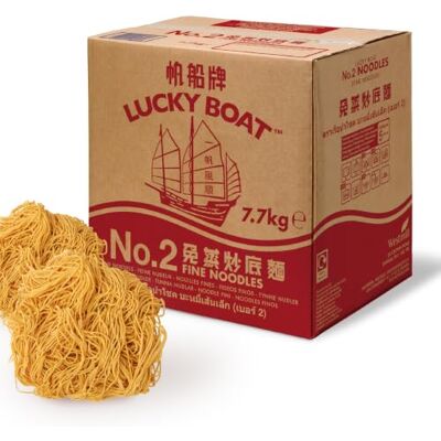 LUCKY BOAT Thin Noodles Restaurant Quality No.2 Thin Egg Free Bulk Stir-fry Chow Mein VEGAN Fried 7.7KG LUCKY BOAT Thin Noodles Restaurant Quality No.2 Thin Egg Free Bulk Stir-fry Chow Mein VEGAN Fried 7.7KG