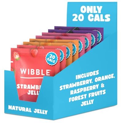 Wibble Natural Crystals, 8 pack, Variety Pack, Quick Set, Low Sugar, Plant-Based, Low Calorie, Jello, Jelly Powders, Serves 4, Vegan Jelly Powder, Vegetarian Jello, Sweets, Vegan Sweets 57g Wibble Natural Crystals, 8 pack, Variety Pack, Quick Set, Low Sugar, Plant-Based, Low Calorie, Jello, Jelly Powders, Serves 4, Vegan Jelly Powder, Vegetarian Jello, Sweets, Vegan Sweets 57g