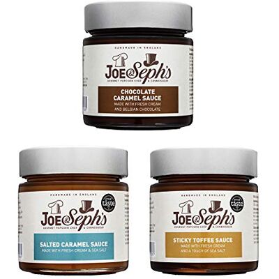 Joe & Seph's Caramel Dessert Sauce Discovery Selection Set 3 x Jars Handmade in the UK Gluten Free Suitable for Vegetarians Home Baking Ice-cream Toppings Spread Cakes 690g Joe & Seph's Caramel Dessert Sauce Discovery Selection Set 3 x Jars Handmade in the UK Gluten Free Suitable for Vegetarians Home Baking Ice-cream Toppings Spread Cakes 690g