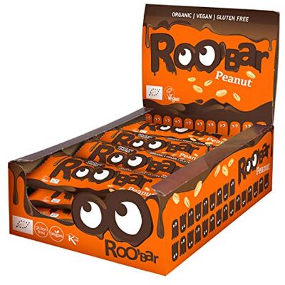 ROOBAR Chocolate Covered Peanut Bar – 100% Organic Vegan Bar. Dairy & Gluten Free, No Added Refined Sugar, 16 x 30g ROOBAR Chocolate Covered Peanut Bar – 100% Organic Vegan Bar. Dairy & Gluten Free, No Added Refined Sugar, 16 x 30g