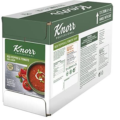 Knorr Professional 100% Red Pepper and Tomato Soup, Ready Soup Portions, 12 x 250ml Knorr Professional 100% Red Pepper and Tomato Soup, Ready Soup Portions, 12 x 250ml