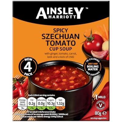 Ainsley Harriott Spicy Szechuan Tomato Cup Soup 32x80g sachets, Quick & Convenient Instant Soup, Quick Snack or Meal Alternative, Bulk Pack Multipack Ainsley Harriott Spicy Szechuan Tomato Cup Soup 32x80g sachets, Quick & Convenient Instant Soup, Quick Snack or Meal Alternative, Bulk Pack Multipack