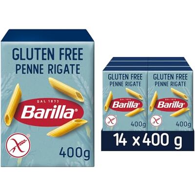 Barilla Gluten Free Penne Pasta 14 x 400g – Made with Corn & Rice – Non-GMO, Vegan – Authentic Italian Quality – Bulk Pack Barilla Gluten Free Penne Pasta 14 x 400g – Made with Corn & Rice – Non-GMO, Vegan – Authentic Italian Quality – Bulk Pack