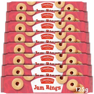 Crawford's Jam Ring Biscuits, Classic Shortbread, 125 g (Pack of 12) Crawford's Jam Ring Biscuits, Classic Shortbread, 125 g (Pack of 12)