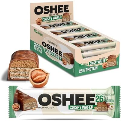 Oshee Crispy Protein Bar with Hazelnuts 37g (Pack of 12), Crunchy Protein Snack for Energy & Fitness Oshee Crispy Protein Bar with Hazelnuts 37g (Pack of 12), Crunchy Protein Snack for Energy & Fitness