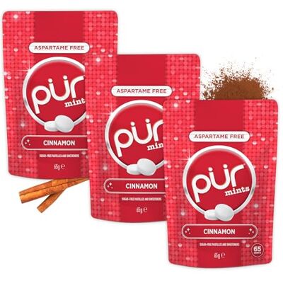 PUR Gum PUR Mints Aspartame Free Breath Mints Made with Xylitol Sugar Free, Vegan, Gluten Free Natural Cinnamon flavour 65 Pieces in Re-Sealable pouch (Pack of 1) PUR Gum PUR Mints Aspartame Free Breath Mints Made with Xylitol Sugar Free, Vegan, Gluten Free Natural Cinnamon flavour 65 Pieces in Re-Sealable pouch (Pack of 1)
