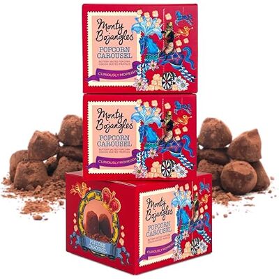 Monty Bojangles Popcorn Carousel Cocoa Dusted Chocolate Truffles (3 x 100g Gift Box) – Buttery Salted Popcorn Flavour, Award-Winning Luxury Chocolate Gift Set Monty Bojangles Popcorn Carousel Cocoa Dusted Chocolate Truffles (3 x 100g Gift Box) – Buttery Salted Popcorn Flavour, Award-Winning Luxury Chocolate Gift Set
