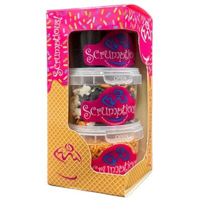 Scrumptious! Trio Halloween Sprinkles Edible Cake Topper Sprinkles Cupcake Decorations 1 x 90g Matt Black 100s and 1000s, 1 x 60g Halloween Shapes, 1 x 80g Matt Orange Strands in a Box Scrumptious! Trio Halloween Sprinkles Edible Cake Topper Sprinkles Cupcake Decorations 1 x 90g Matt Black 100s and 1000s, 1 x 60g Halloween Shapes, 1 x 80g Matt Orange Strands in a Box