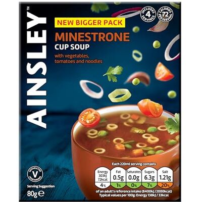 Ainsley Harriott Minestrone Cup Soup, Quick & Convenient Instant Soup, Bulk Pack Multipack; Pack of 8 x 4 Servings Ainsley Harriott Minestrone Cup Soup, Quick & Convenient Instant Soup, Bulk Pack Multipack; Pack of 8 x 4 Servings