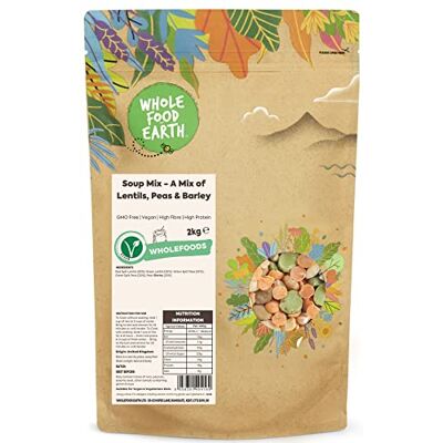 Wholefood Earth Soup Mix A Mix of Lentils, Peas and Barley 2 kg GMO Free High Fibre High Protein Wholefood Earth Soup Mix A Mix of Lentils, Peas and Barley 2 kg GMO Free High Fibre High Protein