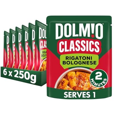 Dolmio Classics Pasta Rigatoni Bolognese ready in 2 minutes Instant Pasta Meal Pouch serves 1 multipack 6x 250g Dolmio Classics Pasta Rigatoni Bolognese ready in 2 minutes Instant Pasta Meal Pouch serves 1 multipack 6x 250g