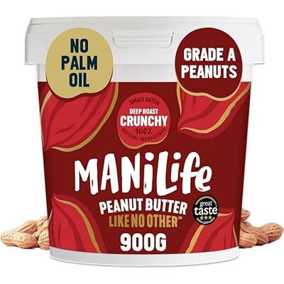 MANÍLIFE ManiLife Deep Roast Crunchy Natural Peanut Butter 900g High Protein, No Palm Oil & No Added Sugar Made from Single Origin Argentine Grade A Peanuts (packaging may vary) MANÍLIFE ManiLife Deep Roast Crunchy Natural Peanut Butter 900g High Protein, No Palm Oil & No Added Sugar Made from Single Origin Argentine Grade A Peanuts (packaging may vary)
