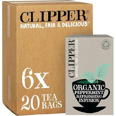 Clipper Natural, Fair & Delicious Clipper Organic Peppermint Herbal Infusions Tea 6 x 20 Teabags Clipper Natural, Fair & Delicious Clipper Organic Peppermint Herbal Infusions Tea 6 x 20 Teabags