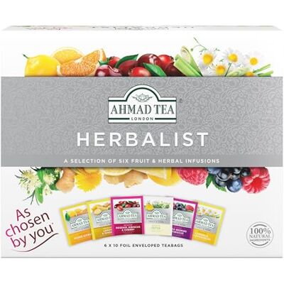 Ahmad Tea Selection Pack Fruit and Herbal Infusions Gift Set 60 Teabag Sachets in 6 Flavours Ahmad Tea Selection Pack Fruit and Herbal Infusions Gift Set 60 Teabag Sachets in 6 Flavours
