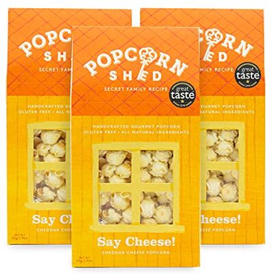 Popcorn Shed Say Cheddar Cheese Gourmet Popcorn (3 x 80g) Cheddar Cheese Gourmet Popcorn, Easy & Low Calorie Snack, Perfect for Parties, Movie Nights & Gifting Popcorn Shed Say Cheddar Cheese Gourmet Popcorn (3 x 80g) Cheddar Cheese Gourmet Popcorn, Easy & Low Calorie Snack, Perfect for Parties, Movie Nights & Gifting