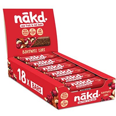 Nakd Bakewell Tart Natural Fruit & Nut Bars Vegan Gluten Free Healthy Snack, 35 g (Pack of 18) Nakd Bakewell Tart Natural Fruit & Nut Bars Vegan Gluten Free Healthy Snack, 35 g (Pack of 18)