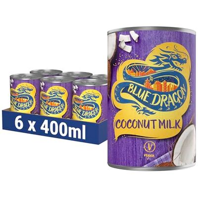Blue Dragon Coconut Milk 400ml 6 pack Rich & Creamy Stir Into Curries, Soups & Sauces Suitable For Vegans Blue Dragon Coconut Milk 400ml 6 pack Rich & Creamy Stir Into Curries, Soups & Sauces Suitable For Vegans