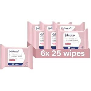 Johnson's Face Care Make Up Be Gone Refreshing Wipes Pack of 6 x 25 Wipes Johnson's Face Care Make Up Be Gone Refreshing Wipes Pack of 6 x 25 Wipes