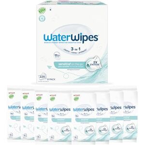 WaterWipes Sensitive+ On The Go Wipes, 224 Count (8 Packs), 3-In-1 Cleans, Cares, Protects, 99.9% Water, Unscented Wet Wipes WaterWipes Sensitive+ On The Go Wipes, 224 Count (8 Packs), 3-In-1 Cleans, Cares, Protects, 99.9% Water, Unscented Wet Wipes