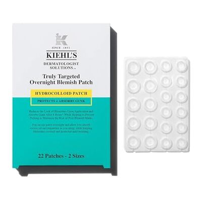Kiehl's Overnight Blemish Patch, Invisible Hydrocolloid Patch for Blemishes, Absorbs Oil and Debris, Minimizes Post-Blemish Marks, Prevents Picking, Pack of 22 Patches Kiehl's Overnight Blemish Patch, Invisible Hydrocolloid Patch for Blemishes, Absorbs Oil and Debris, Minimizes Post-Blemish Marks, Prevents Picking, Pack of 22 Patches
