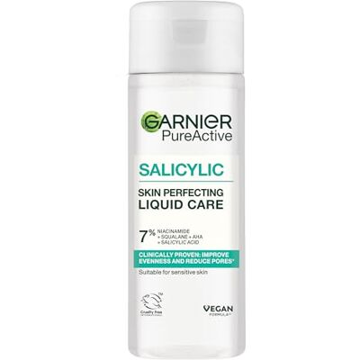 Garnier Salicylic Acid Skin Perfecting Liquid Care Toner, 7% Niacinamide & Squalane, AHA, Reduces Pores & Blemishes, Smooths & Evens Skin, Vegan & Cruelty-Free, 120ml Garnier Salicylic Acid Skin Perfecting Liquid Care Toner, 7% Niacinamide & Squalane, AHA, Reduces Pores & Blemishes, Smooths & Evens Skin, Vegan & Cruelty-Free, 120ml