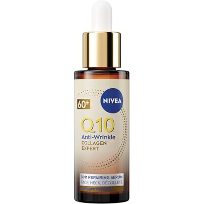 NIVEA Q10 Anti-Wrinkle Collagen Expert 3in1 Repairing Serum (30ml), Firming Face Serum for Wrinkles and Sagging Skin, Formulated for Mature Skin 60+ NIVEA Q10 Anti-Wrinkle Collagen Expert 3in1 Repairing Serum (30ml), Firming Face Serum for Wrinkles and Sagging Skin, Formulated for Mature Skin 60+