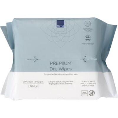 ABENA Premium Dry Wipes Pack of 50 Wipes 30 x 30cm Multifunctional Cleansing Wipes Hygiene Wipes Easy & Effective Everyday Cleaning Disposable Towels Absorbency Level 4 ABENA Premium Dry Wipes Pack of 50 Wipes 30 x 30cm Multifunctional Cleansing Wipes Hygiene Wipes Easy & Effective Everyday Cleaning Disposable Towels Absorbency Level 4