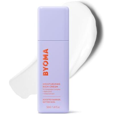 BYOMA Moisturising Rich Cream (50ml) Face Moisturiser with Ceramides, Hydrates and Nourishes Dry Skin Barrier Repair, Alcohol Free, Vegan BYOMA Moisturising Rich Cream (50ml) Face Moisturiser with Ceramides, Hydrates and Nourishes Dry Skin Barrier Repair, Alcohol Free, Vegan
