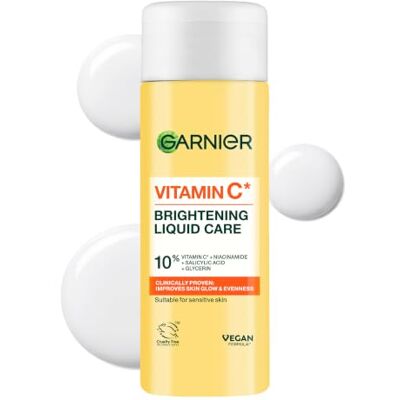 Garnier Vitamin C* Brightening Liquid Care Face Toner, For Dull Skin 20ML With 10% Glycerin, Niacinamide, Vitamin C* & Salicylic Acid, Dermatologically Tested, Vegan Formula, Cruelty Free Garnier Vitamin C* Brightening Liquid Care Face Toner, For Dull Skin 20ML With 10% Glycerin, Niacinamide, Vitamin C* & Salicylic Acid, Dermatologically Tested, Vegan Formula, Cruelty Free