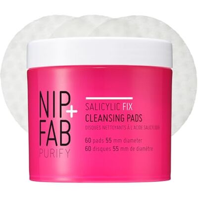 Nip+Fab Nip + Fab Saliyclic Fix Cleansing Pads for Face with Hyaluronic Acid, Exfoliating Facial Pad BHA Exfoliant for Skin Hydration Acne Breakouts and Blemishes, 60 Pads, 80 ml Nip+Fab Nip + Fab Saliyclic Fix Cleansing Pads for Face with Hyaluronic Acid, Exfoliating Facial Pad BHA Exfoliant for Skin Hydration Acne Breakouts and Blemishes, 60 Pads, 80 ml