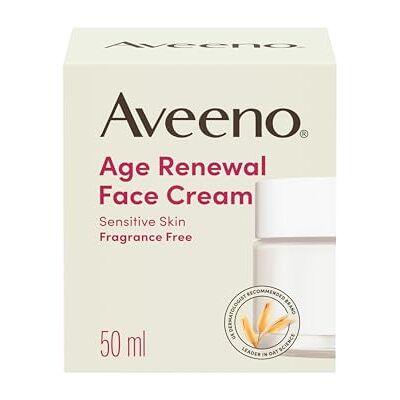Aveeno Age Renewal Face Cream (1 x 50ml), Oat + Retinol Alternative, Gentle on Sensitive Skin, Helps Visibly Improve Wrinkles and Brighten Skin Tone, Skin Feels Instantly Moisturised, Fragrance Free Aveeno Age Renewal Face Cream (1 x 50ml), Oat + Retinol Alternative, Gentle on Sensitive Skin, Helps Visibly Improve Wrinkles and Brighten Skin Tone, Skin Feels Instantly Moisturised, Fragrance Free