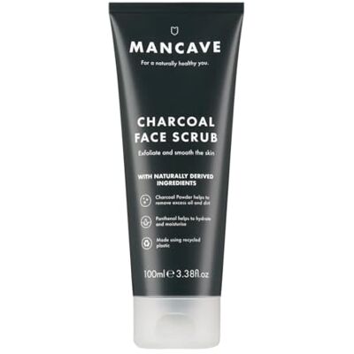 ManCave Charcoal Face Scrub 100ml for Men, Face Exfoliator for Men ManCave Charcoal Face Scrub 100ml for Men, Face Exfoliator for Men