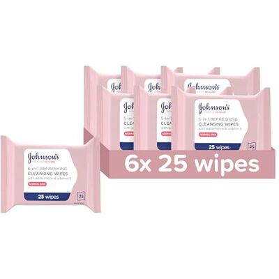 Johnson's Face Care Make Up Be Gone Refreshing Wipes Pack of 6 x 25 Wipes Johnson's Face Care Make Up Be Gone Refreshing Wipes Pack of 6 x 25 Wipes