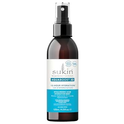 Sukin Aquaboost 3d Hyaluronic Acid Hydration Mist 12-Hour Hydration, Paraben Free Toner for Face Hydrating Toner with Hyaluronic Acid, Ceramides, Aloe Vera and More Skin Care 125ml Sukin Aquaboost 3d Hyaluronic Acid Hydration Mist 12-Hour Hydration, Paraben Free Toner for Face Hydrating Toner with Hyaluronic Acid, Ceramides, Aloe Vera and More Skin Care 125ml