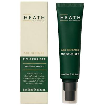 Heath Age Defence Moisturiser for Men 75ml, Anti-Ageing Face Cream, Hydrating, Firming Skincare for Oily and Combination Skin, Travel Size, Vegan Peptide Formula, Cruelty Free, Gift for Him Heath Age Defence Moisturiser for Men 75ml, Anti-Ageing Face Cream, Hydrating, Firming Skincare for Oily and Combination Skin, Travel Size, Vegan Peptide Formula, Cruelty Free, Gift for Him